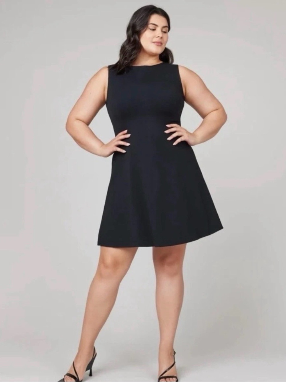 SPANX The Perfect Fit & Flare Dress Black Ponte Sleeveless Size Large